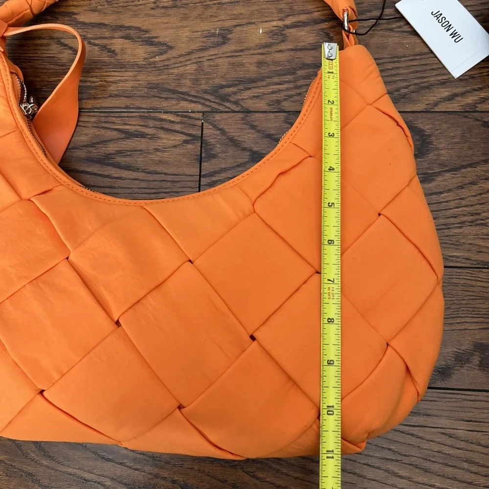 Jason Wu Nylon Woven Hobo Bag Vegan Leather Persimmon Orange $138 MSRP